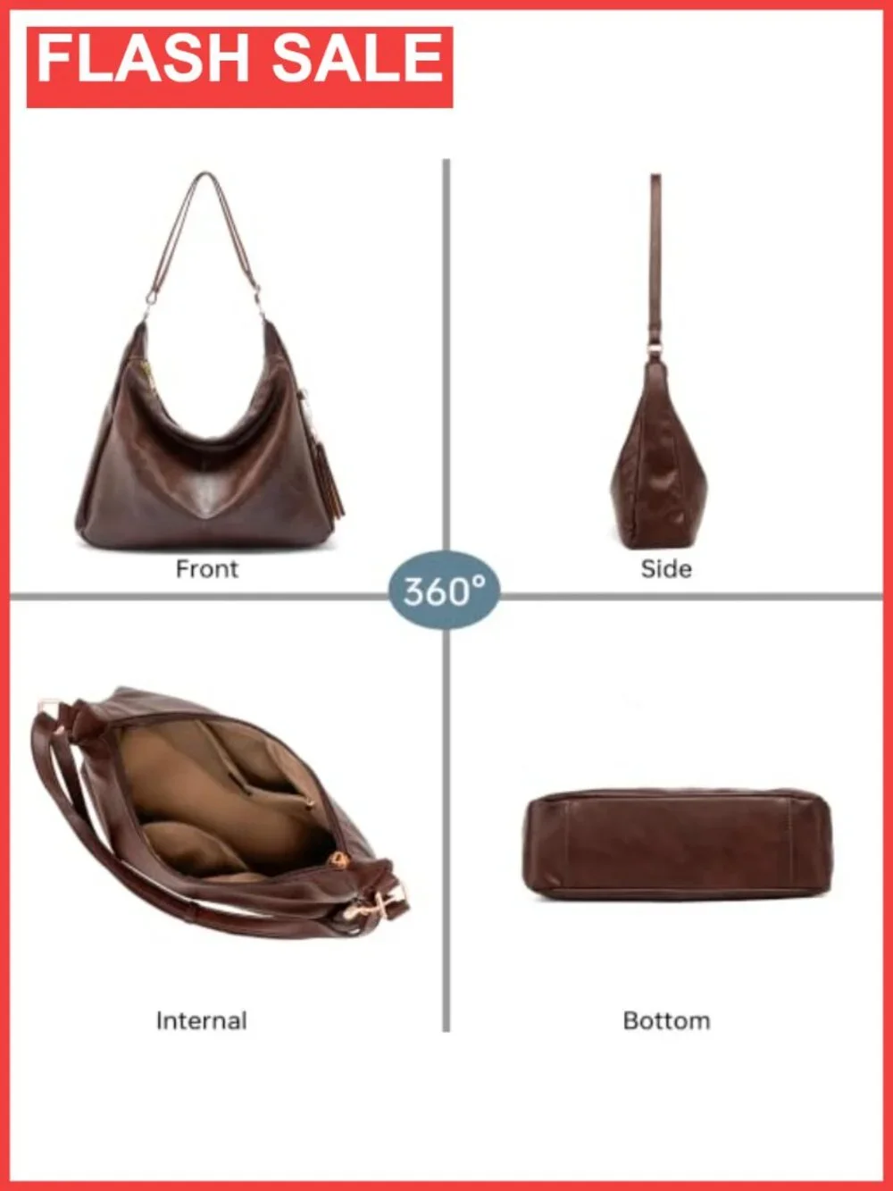 GEMIU Slouchy Hobo Tote Bag Vegan Leather Adjustable Crossbody Purse